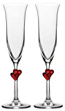 Stölzle Lausitz L´Amour copas de vino espumoso con corazones rojos, 175 ml, juego de 2, aptas para lavavajillas: dúo de románticas copas de vino espumoso para momentos hermosos para celebrar en pareja mientras se bebe vino espumoso